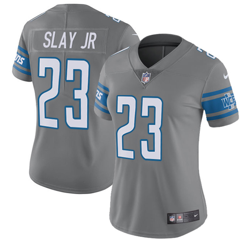 Nike Lions #23 Darius Slay Jr Gray Women's Stitched NFL Limited Rush Jersey - Click Image to Close